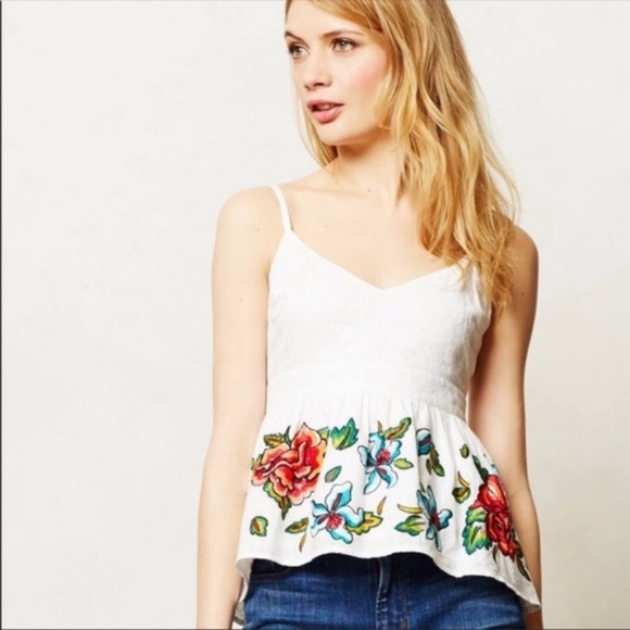 Anthropologie Tops - 🌺Maeve Embroidered Peplum Tank🌺